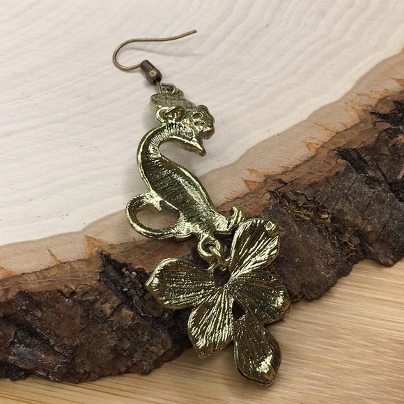 Peacock Earrings Blue And Bronze - Picture 8 of 8